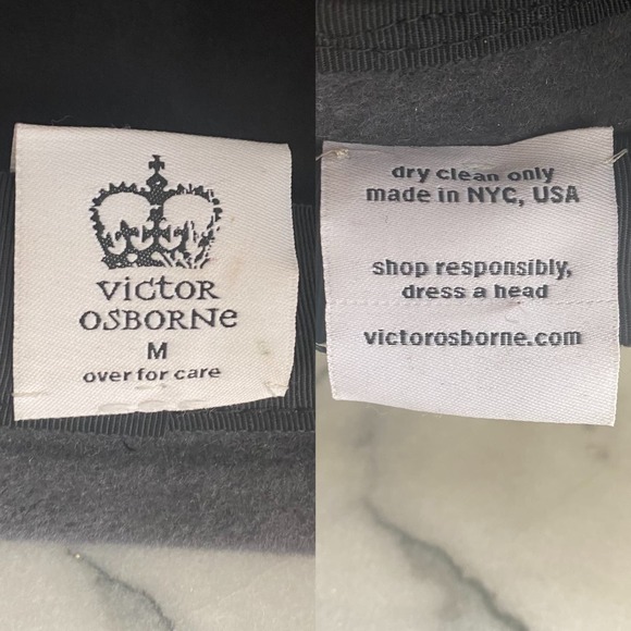 Victor Osborne Tri Ridge Cloche Hat Sz Medium Gray Velour Felt Grosgrain Ribbon - Picture 4 of 6